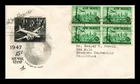 US COVER AIR MAIL STATUE OF LIBERTY FDC SCOTT C35 BLOCK OF 4 ARTCRAFT
