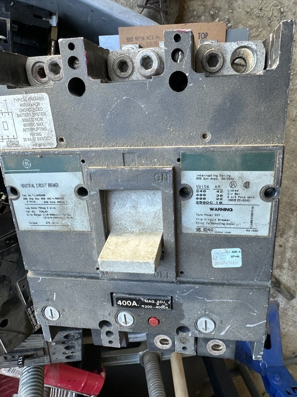 GE - TJJ436400 - IND. CIRCUIT BREAKER W/ 400A TRIP UNIT - 3 POLE/600 VAC/400A