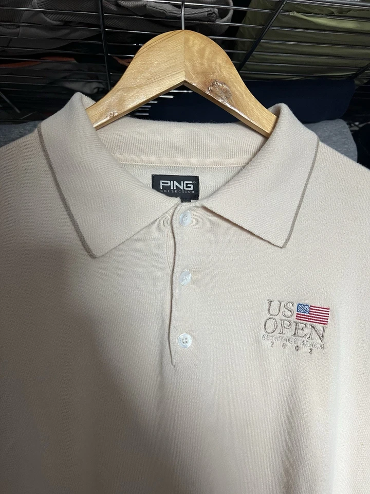 Винтажный пуловер 2002 Ping Collection US Open Championship для гольфа кремовый размер XL - Изображение 2 из 4