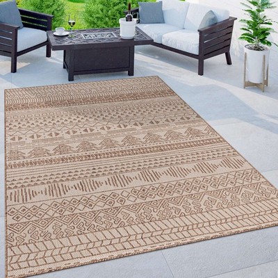 Rugshop Out Door Rugs Geometric Bohemian Textured Indoor Outdoor Rugs Brown 5x7