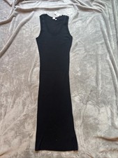 Gap Ribbed Sleeveless Black Dress with Open Knit Back and V-neck Front. M