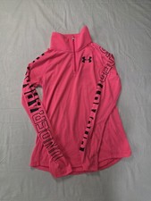 Under Armour Girls Pink 1/4 Zip Lightweight Long Sleeve Pullover Mock Neck YLG
