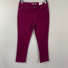 Lands End Corduroy Mid Rise Straight Leg Pants Womens 14 Pink