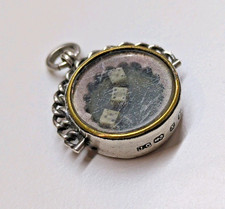 ANTIQUE HM STERLING SILVER WATCH FOB MINIATURE SEAL POCKET DICE GAMBLING 1897