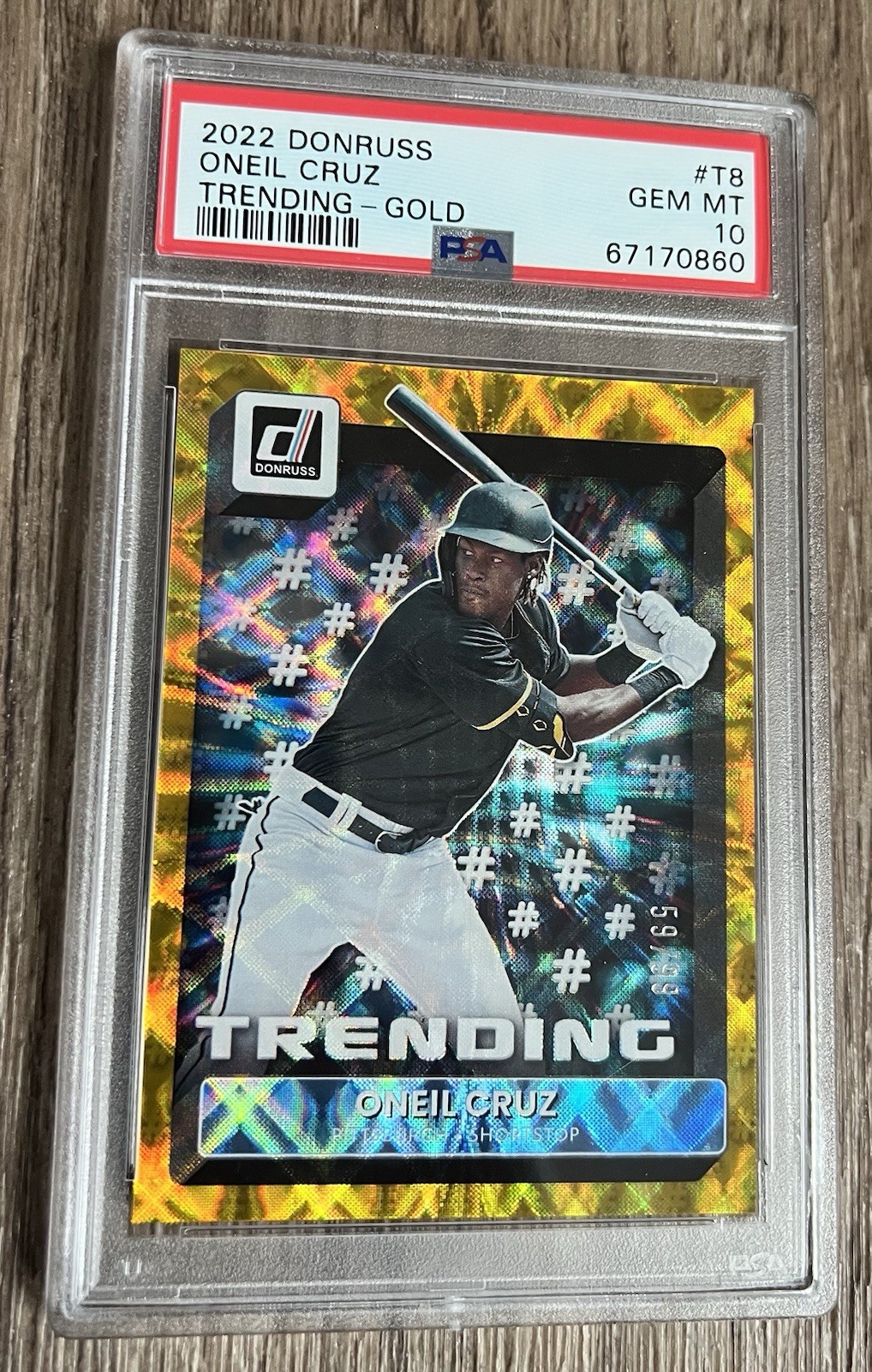 2022 Donruss Trending Oneil Cruz #T-8 Gold /99 Rookie RC PSA 10 GEM MINT 📈🔥