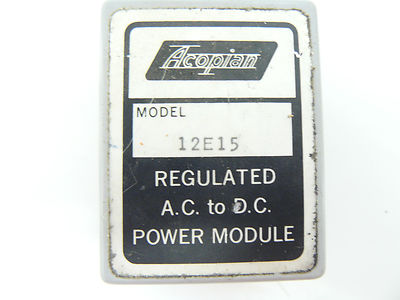 ACOPIAN 12E15 POWER SUPPLY MINIATURE AC TO DC POWER MODULE