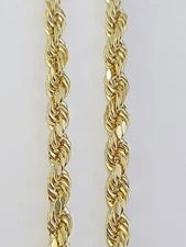 14K Yellow Gold 5mm Rope Chain 22" Diamond cut necklace Real 14KT Free Shipping