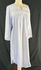 Earth Angels by Komar Nightgown Brush Back Satin Medium Button Front Blue