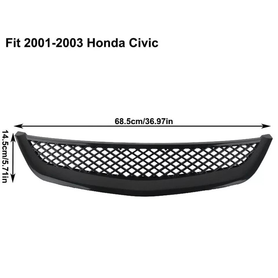 Se adapta a Honda Civic 2001-2003 sedán rejilla delantera de malla y lentes transparentes luces antiniebla Foto 3 de 4