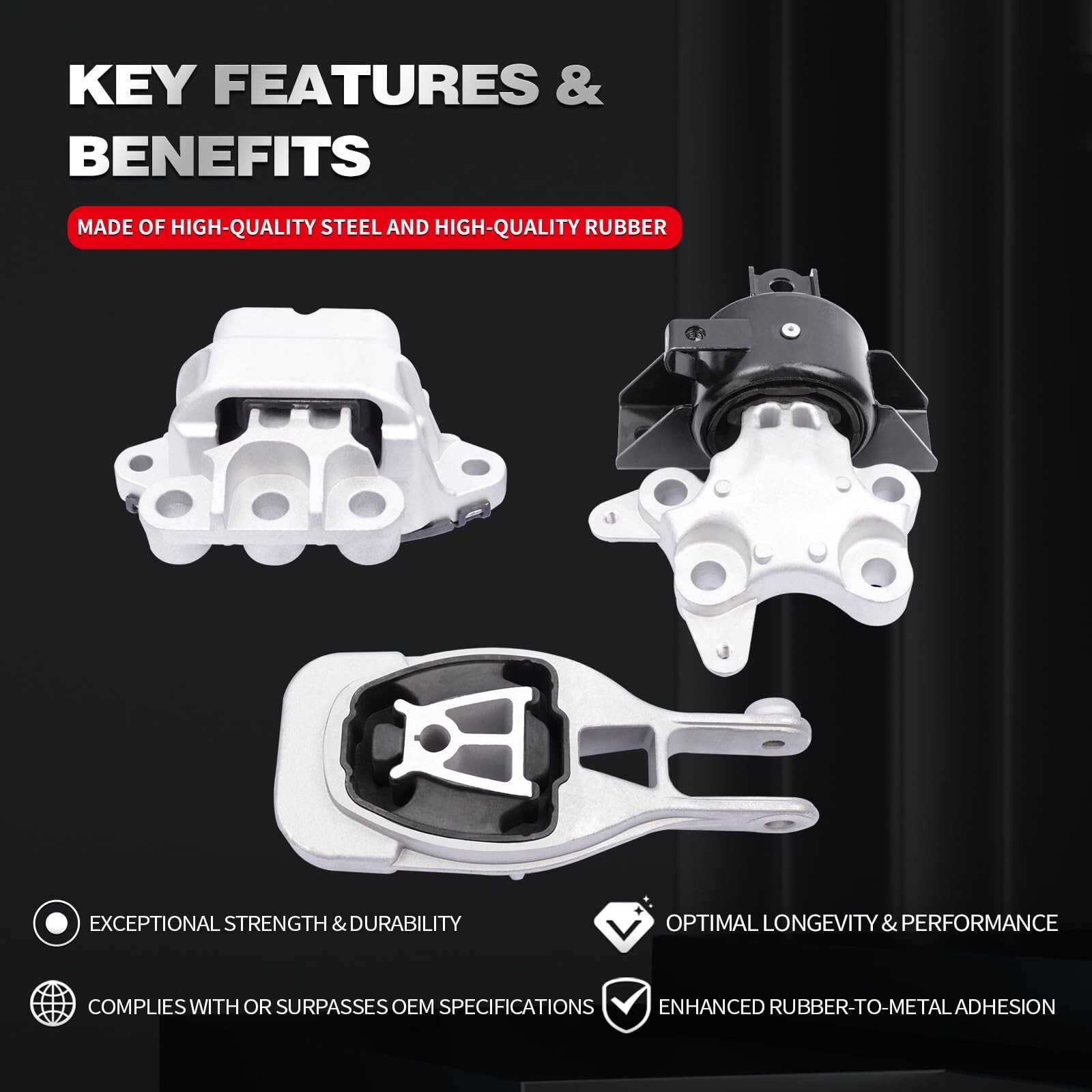 Engine Motor and Transmission Mount Kit Compatible with 2016-2021 Encore & 20...