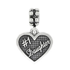 Sterling Silver Oxidized Textured 1 Daughter Dangle Bead Charm
