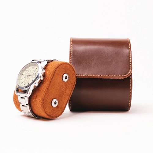 1 Slot Brown PU Leather Travel Roll Storage Organizers Watch Portable Case Box D - Picture 7 of 11