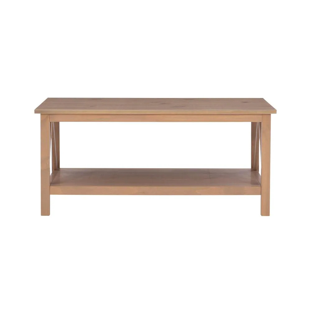 Large Rectangle Wood Coffee Table with Shelf, Durable Titian 45 in. Driftwood