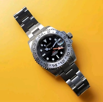 CUSTOM SEIKO MOD BLACK GMT AUTOMATIC NH34A MOVEMENT SAPPHIRE MEN'S WATCH NEW