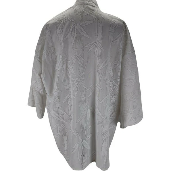 Cárdigan Kimono Vintage Años 70 Filete Encaje Talla L Gran Tamaño Blanco Transparente Bambú Boho Foto 4 de 4