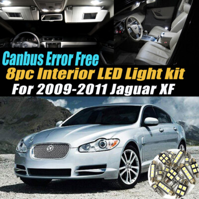 8Pc Canbus Error Free Interior LED White Light Bulb Kit for 2009-2011 Jaguar XF 