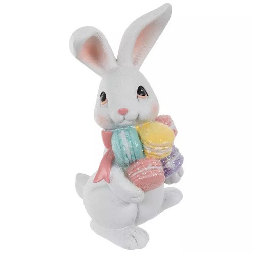 Conejito blanco con macarons Pascua decoración del hogar regalo de vacaciones - Imagen 7 de 11