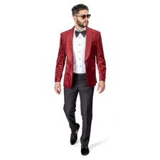 Shawl Lapel Velvet Tuxedo Burgundy 1 Button Suit Black Pants Flat Front By AZAR