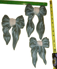 T10 Homco Wall Hangings Blue/Pink Bow Wall Decor Set Of 3 Retro Vtg Made In USA