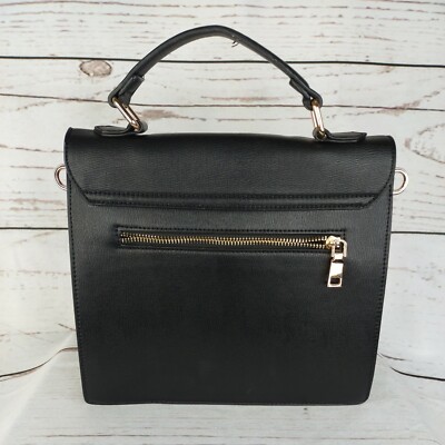 Miztique Black Handbag No. 8833313 With Gold Accents & Corners