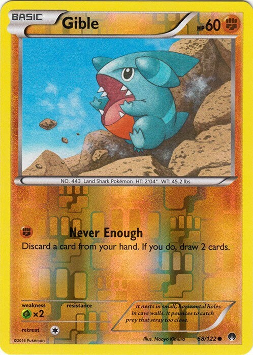 Gible - 68/122 - Common - Reverse Holo x1 - NM - XY BREAKPoint