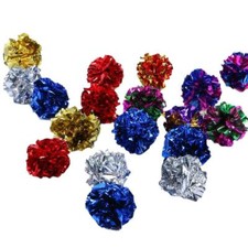 24/6pcs Crinkle Balls Pet Cat Toys Colourful Crinkle Foil Ball Kitten Fun Play