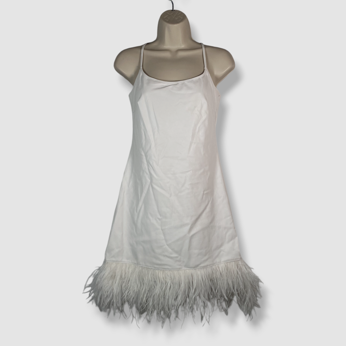 Commando Women's White Faux Leather Feather Square Neck A-Line Dress Size S  | eBay