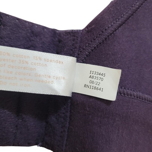 Cacique Size 54B No Wire Unlined Full Coverage Bra Lane Bryant Purple Cotton - Picture 12 of 12