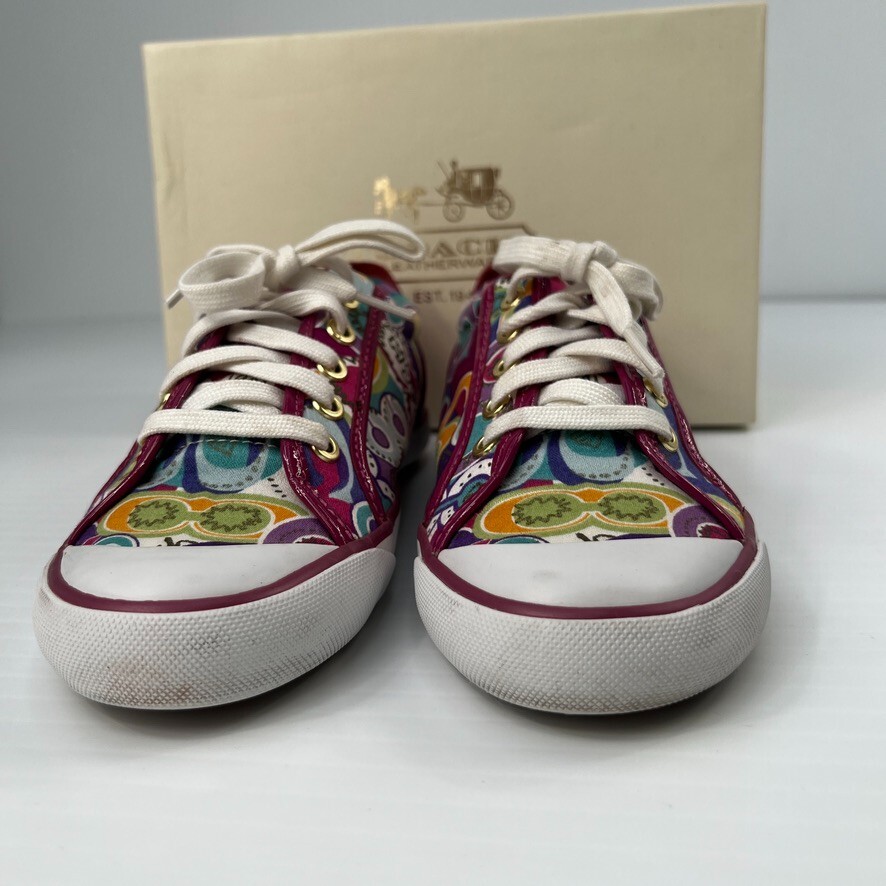 Coach Shoes Women M Barrett Pop Multi Athletic Low Top Lace Up Sneaker  Box
