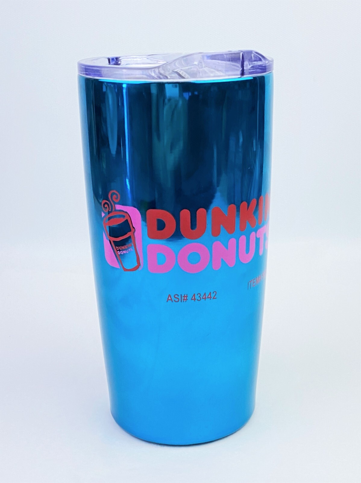 Dunkin Dounts 20 oz Blue Chrome Finish Vacuum Sealed Tumbler Cup eBay