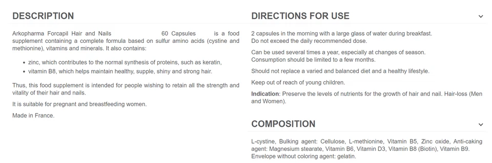Arkopharma Forcapil Tabletten Vitamin Mineral Basis fördert das Haarwachstum - Bild 4 von 4