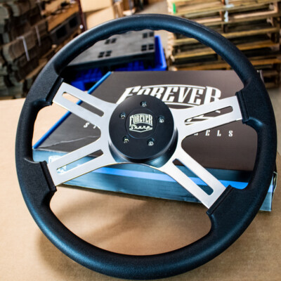 4 Spoke Steering Wheel 18'' Black Polyurethane Kenworth Peterbilt Hub Included