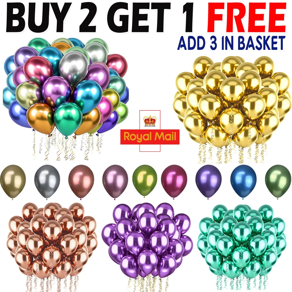 CREATIVE DECORATION 10-50 CHROME BALLOONS METALLIC LATEX PEARL 10" Helium/Air Wedding Birthday Party