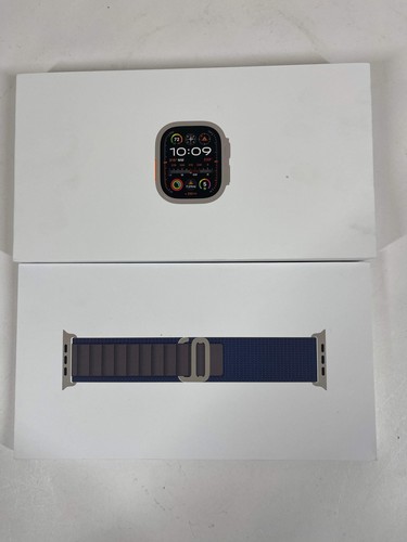 Unlocked Apple Watch Ultra 2 49MM Natural Titanium Blue Sport Loop MREK3LL/A - Photo 8 sur 11