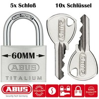 5X Abus Titalium Vorhangschloss 60MM GleichschließEnd BüGelschloss 64TI Schloss