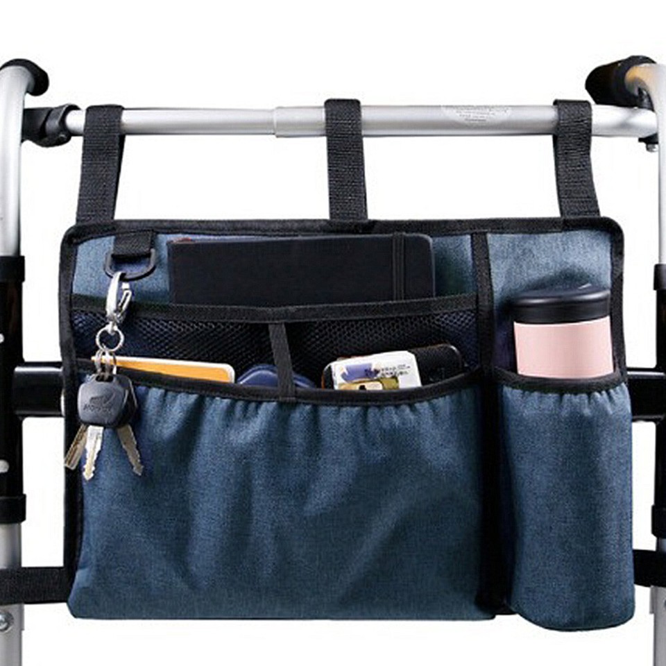 Walker Bag Waterproof Rollator Organizer Wheelchair Side Bag for