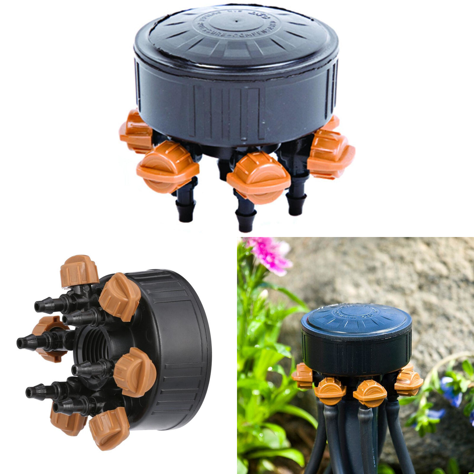 DIG 6 Outlet Adjustable Drip System Manifold 020 GPH Garden Watering