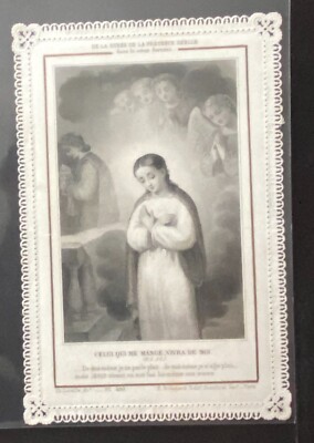 Pious Image 19th Century Lace He Who Eats Will Live By Me No. 415