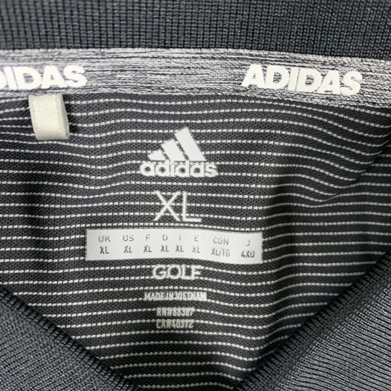 Adidas Polo Shirt Mens Extra Large Black Striped Short Sleeve Polyester Golf thumbnail 3