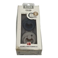 BIBS Colour 2Pks Pacifiers Size 1 Natural Rubber Round Gray NEW - A7