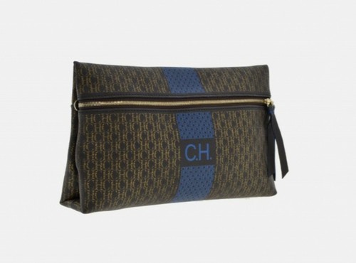 Carolina Herrera Inro Bandolera Bolso/Embrague firma Marrón/Azul MSRP $525  | eBay