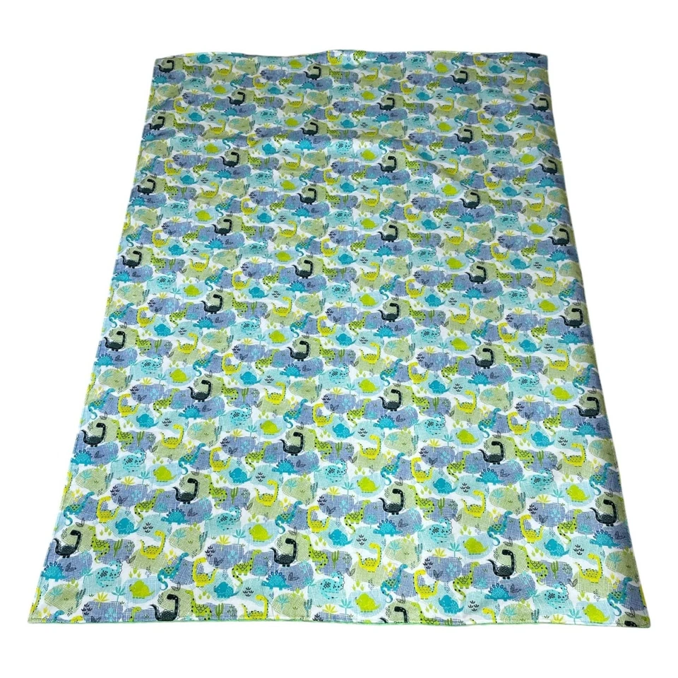Manta de franela hecha a mano Minky bebé o niño pequeño dinosaurios azules y verdes Foto 2 de 4
