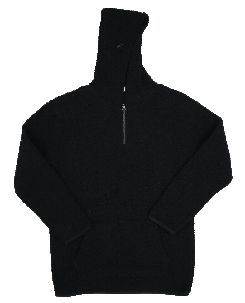 Old Navy Black Sherpa Pullover Zip Hoodie 1/4 Zip Stretch
