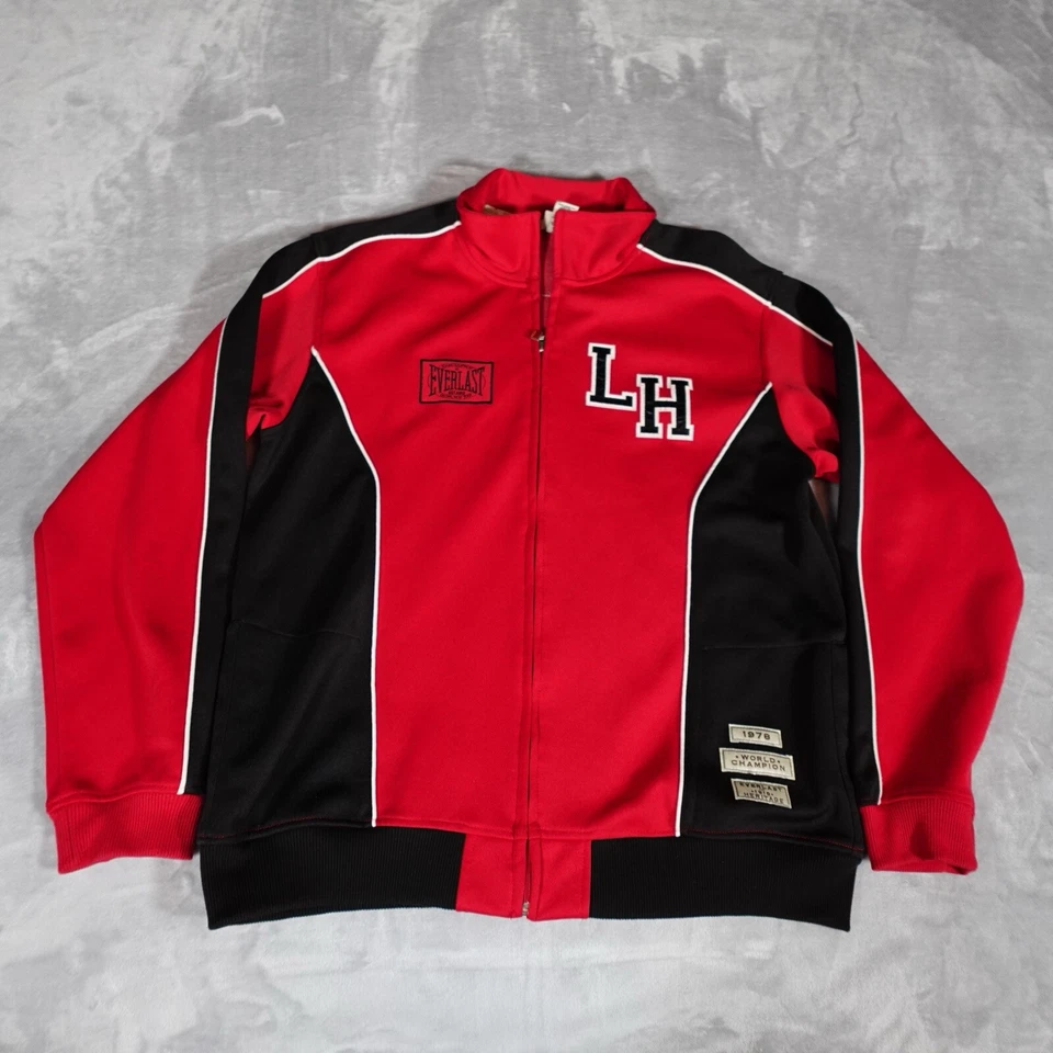 Jaqueta de boxe Everlast Heritage Larry Holmes masculina L estilo vintage vermelha desbotada - Imagem 4 de 4