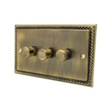 Georgian Rope Edge Antique Brass Plug Sockets Light Switches Dimmers Full Range