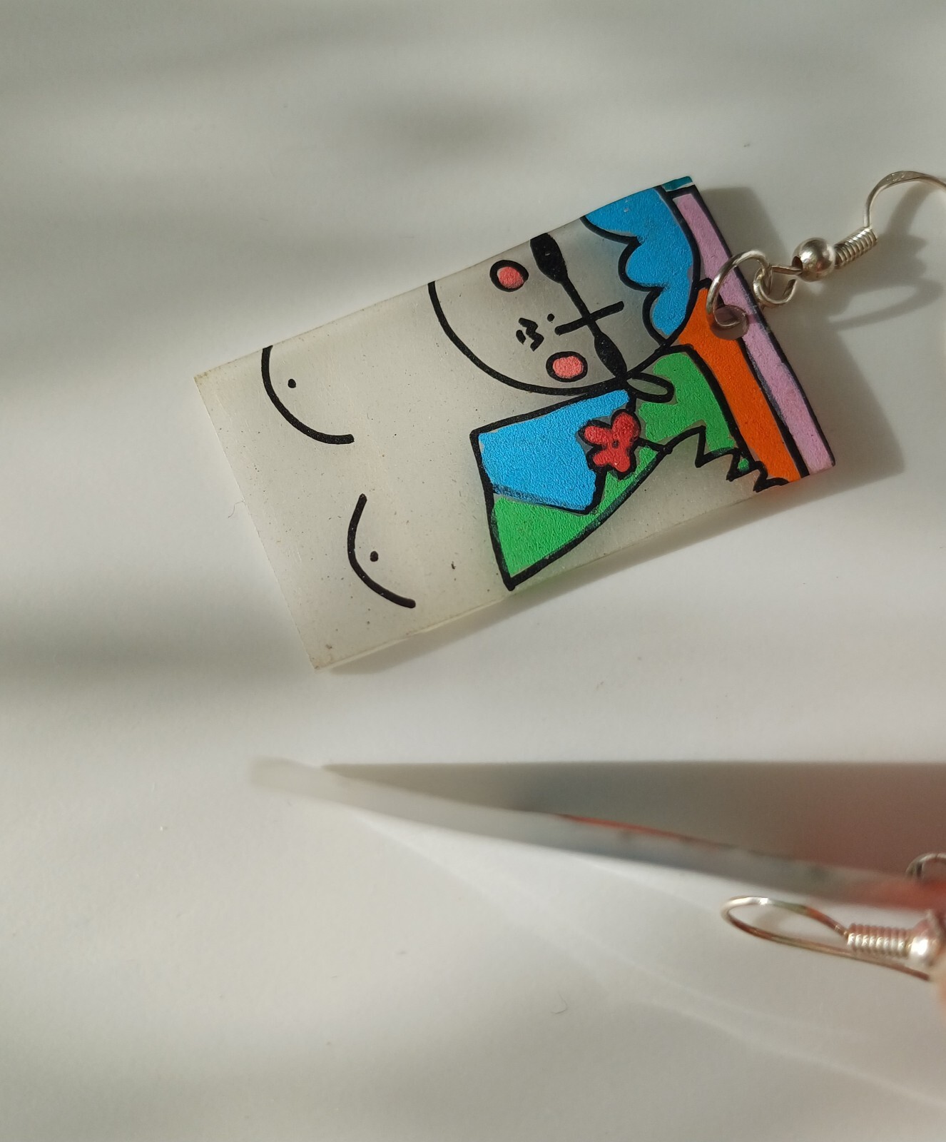 Earrings Rectangular Handmade Painted Art Earring… - image 20