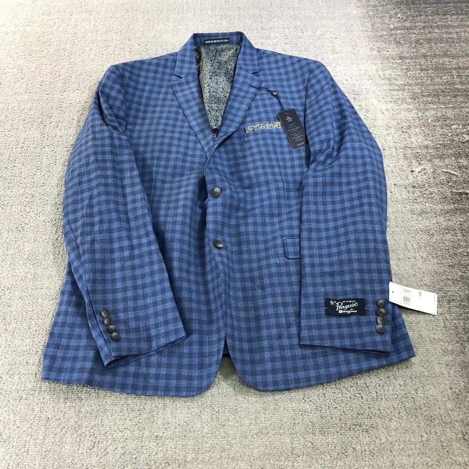 Новый Penguin Blazer мужской 46 R спортивное пальто светло-синий льняной две кнопки тонкий 342112 - Изображение 2 из 4