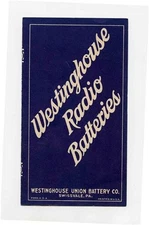 Westinghouse Radio Batteries Brochure Union Battery Swissvale Pennsylvania