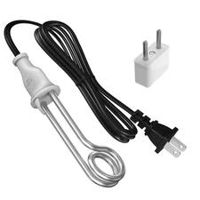 Immersion Water Heater Electric Portable 300W 120/240V Silver 