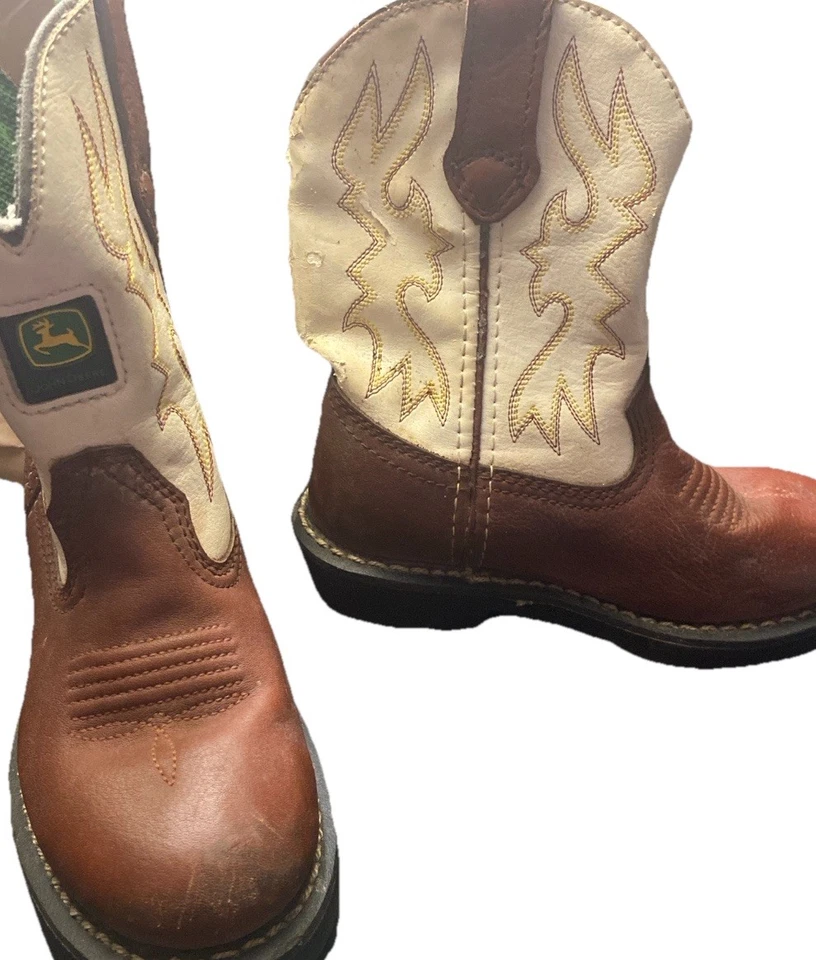 Botas John Deere Infantiles Talla 5 Unisex Bebé Informales Marrón/Blanco Logo USADAS Niños Talla 10 Foto 2 de 4